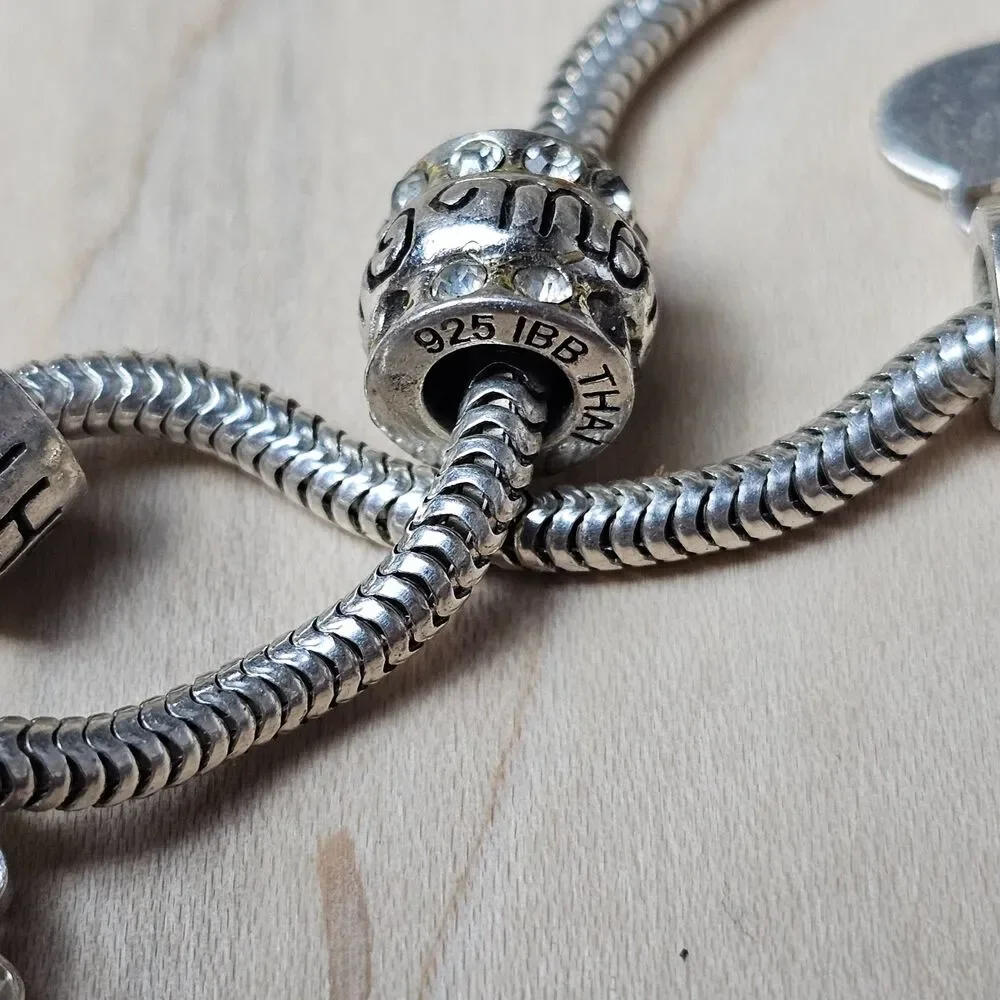 925 Sterling Silver Charm Bracelet Mom Theme Italy Chain Thai Charms IBB Gift